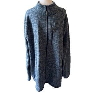 Swiss Tech Jacket Men 2XL Blue Pullover Fleece Mock Neck Full Zip LS Sweater